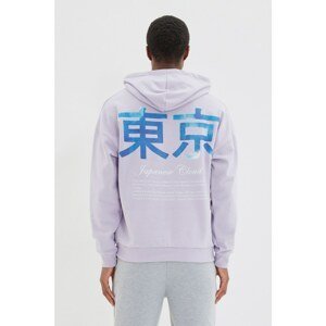 Trendyol Lilac Mens Oversize Long Sleeve Hooded Printed Sweatshirt