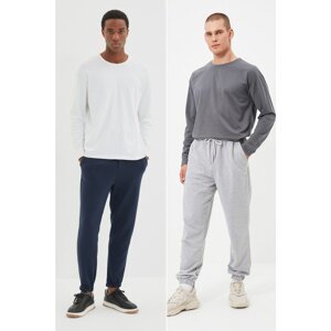 Trendyol Navy Blue-Grey Men's Oversize Basic Sweatpants