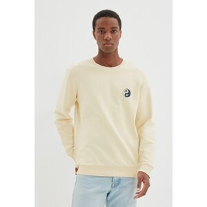Trendyol Beige Men's Organic Cotton Regular Fit Sweatshirt
