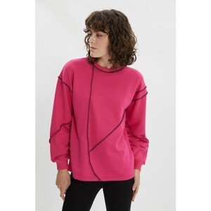 Trendyol Fuchsia Loose Bedstead Stitched Thin Knitted Sweatshirt