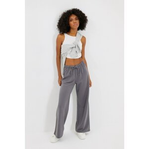 Trendyol Anthracite Wide Leg Thin Knitted Trousers