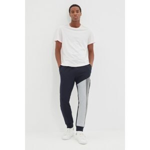 Trendyol Navy Blue Men's Regular Fit Paneled Elastic Leg Sweatpants