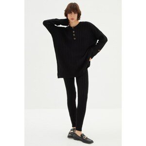 Trendyol Black Button Detailed Knitwear Bottom-Top Set