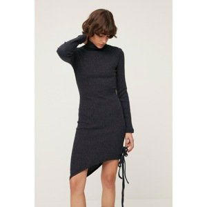 Trendyol Navy Blue Turtleneck Fake Knitwear Asymmetrical Knitted Dress