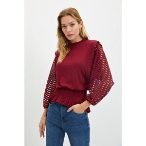 Trendyol Claret Red Gipe Waist Knitted Knitted Blouse