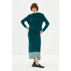 Trendyol Emerald Green Roving Detailed Sweater-Skirt Knitwear Bottom-Top Set