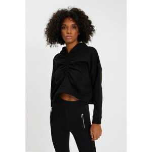 Trendyol Black Pleated Knitted Sweatshirt