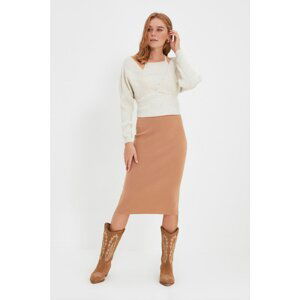 Trendyol Camel Pencil Knitwear Skirt