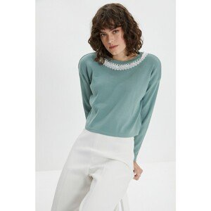 Trendyol Mint Lace Detailed Knitwear Sweater