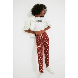 Trendyol Red Printed High Waist Bootcut Jeans
