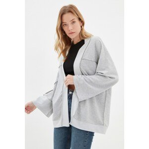 Trendyol Gray Stitch Detail Oversize Thin Knitted Cardigan