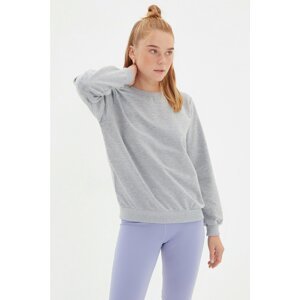 Trendyol Gray Printed Basic Thin Knitted Sweatshirt
