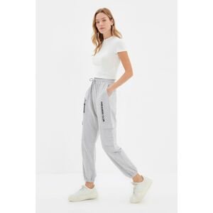 Trendyol Gray Printed Pocket Detailed Basic Jogger Slim Knitted Sweatpants