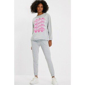 Trendyol Gray Printed Knitted Tracksuit Set