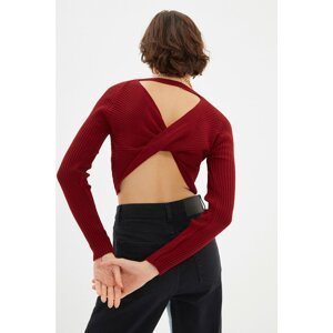 Trendyol Claret Red Back Detailed Knitwear Sweater