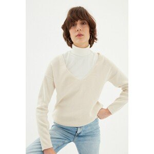 Trendyol Stone 2-Pack V-Neck Blouse Turtleneck Knitwear Sweater