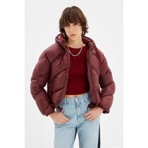 Trendyol Claret Red Hooded Zipper Closure Inflatable Coat