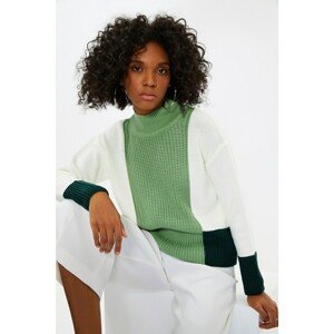 Trendyol Ecru Color Block Knitwear Sweater