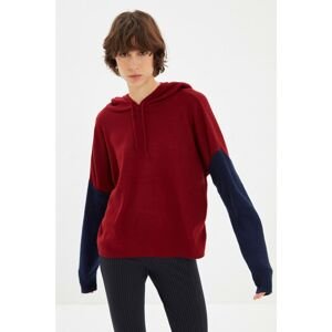 Trendyol Claret Red Hooded Oversize Knitwear Sweater