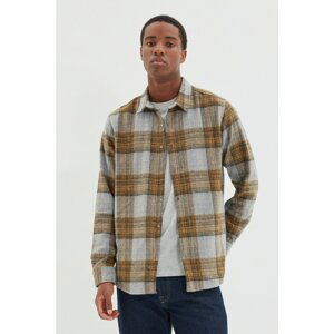 Trendyol Mustard Men Slim Fit Shirt Collar Lumberjack Plaid Shirt