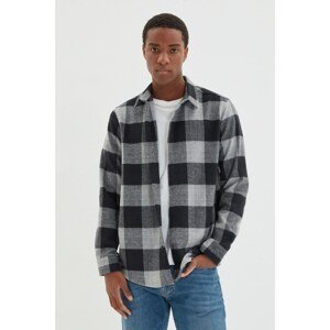 Trendyol Indigo Men's Slim Fit Shirt Collar Lumberjack Plaid Shirt