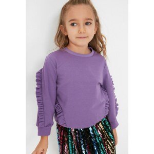 Trendyol Lilac Ruffle Detailed Girl Knitted Slim Sweatshirt