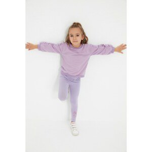 Trendyol Lilac Ruffled Girl Knitted Slim Sweatshirt