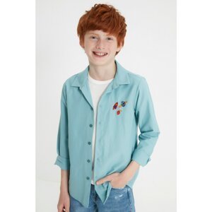 Trendyol Mint Embroidered Boy's Woven Shirt