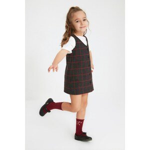 Trendyol Multicolored Plaid Button Detailed Girl Knitted Dress