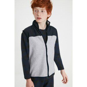 Trendyol Gray Color Block Fleece Inside Boy Knitted Thick Vest