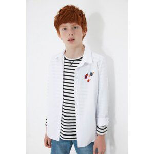 Trendyol White Embroidered Boy's Woven Shirt