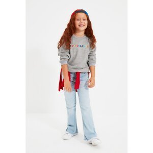 Trendyol Gray Embroidered Girl Knitted Sweatshirt