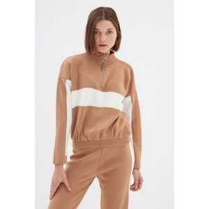Trendyol Camel Zipper Detailed Sweater