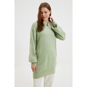 Trendyol Green Polo Collar Pearl Detailed Knitwear Sweater