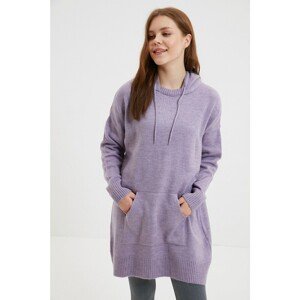 Trendyol Lilac Hooded Kangaroo Pocket Knitwear Sweater
