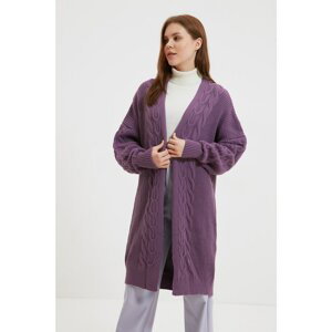 Trendyol Purple Long Knitwear Cardigan