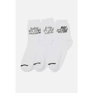 Trendyol 3-Pack Black-White Motto Socks