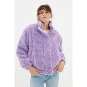 Trendyol Lilac Zippered Oversize Plush Coat