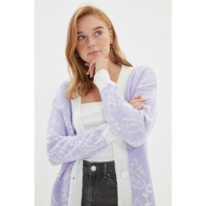 Trendyol Lilac Jacquard Knitwear Cardigan