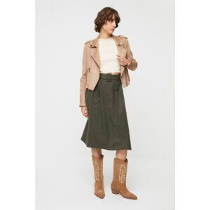 Trendyol Khaki Belted Skirt