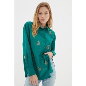 Trendyol Emerald Green Embroidered Shirt
