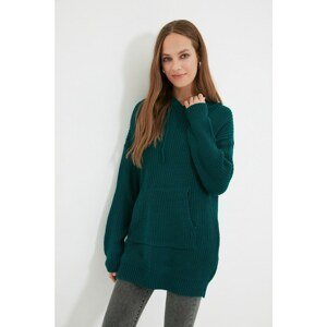 Trendyol Green Hooded Collar Knitwear Sweater