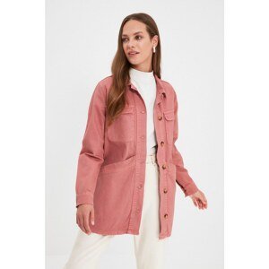 Trendyol Dried Rose Shirt Collar Pocket Detailed Denim Jacket