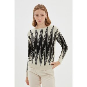 Trendyol Ecru Jacquard Knitwear Sweater