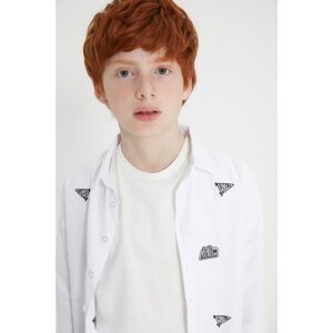 Trendyol White Embroidered Boy's Woven Shirt