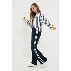 Trendyol Navy Blue Wide Leg Striped Knitted Sweatpants