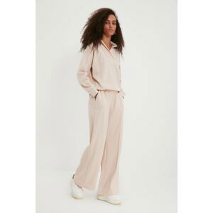 Trendyol Beige Embroidered Raised Wideleg Knitted Sweatpants