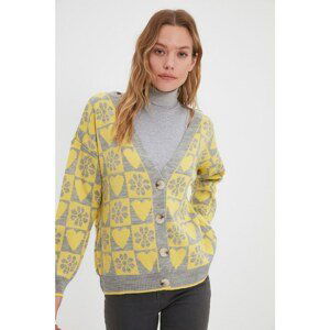 Trendyol Gray Jacquard Knitwear Cardigan