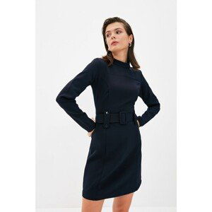 Trendyol Navy Blue Belted Stand Up Dress