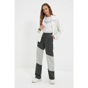 Trendyol Anthracite Color Block Wide Leg Knitted Sweatpants